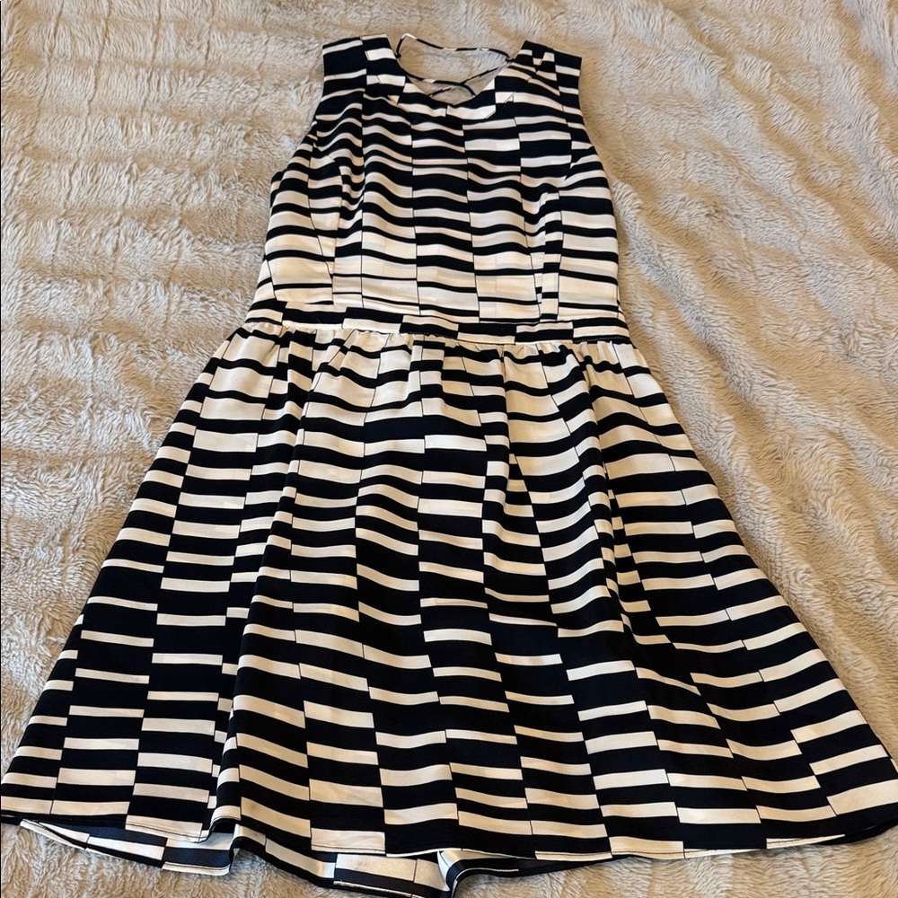 Parker Black and White Striped Midi Dress